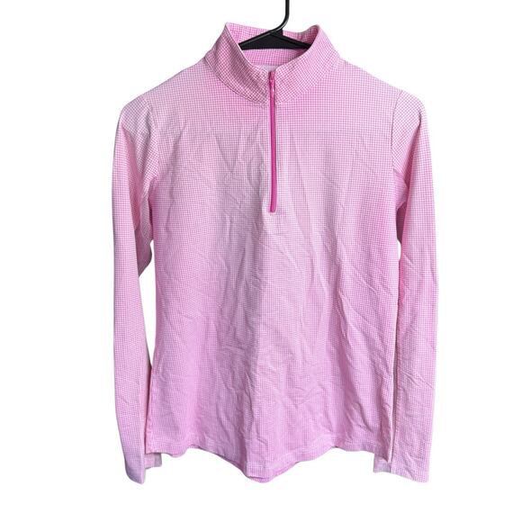 IBkul Women's Mini Check 1/4 Zip Golf Resort Pullover Pink Sz S Athleisure - Picture 1 of 8